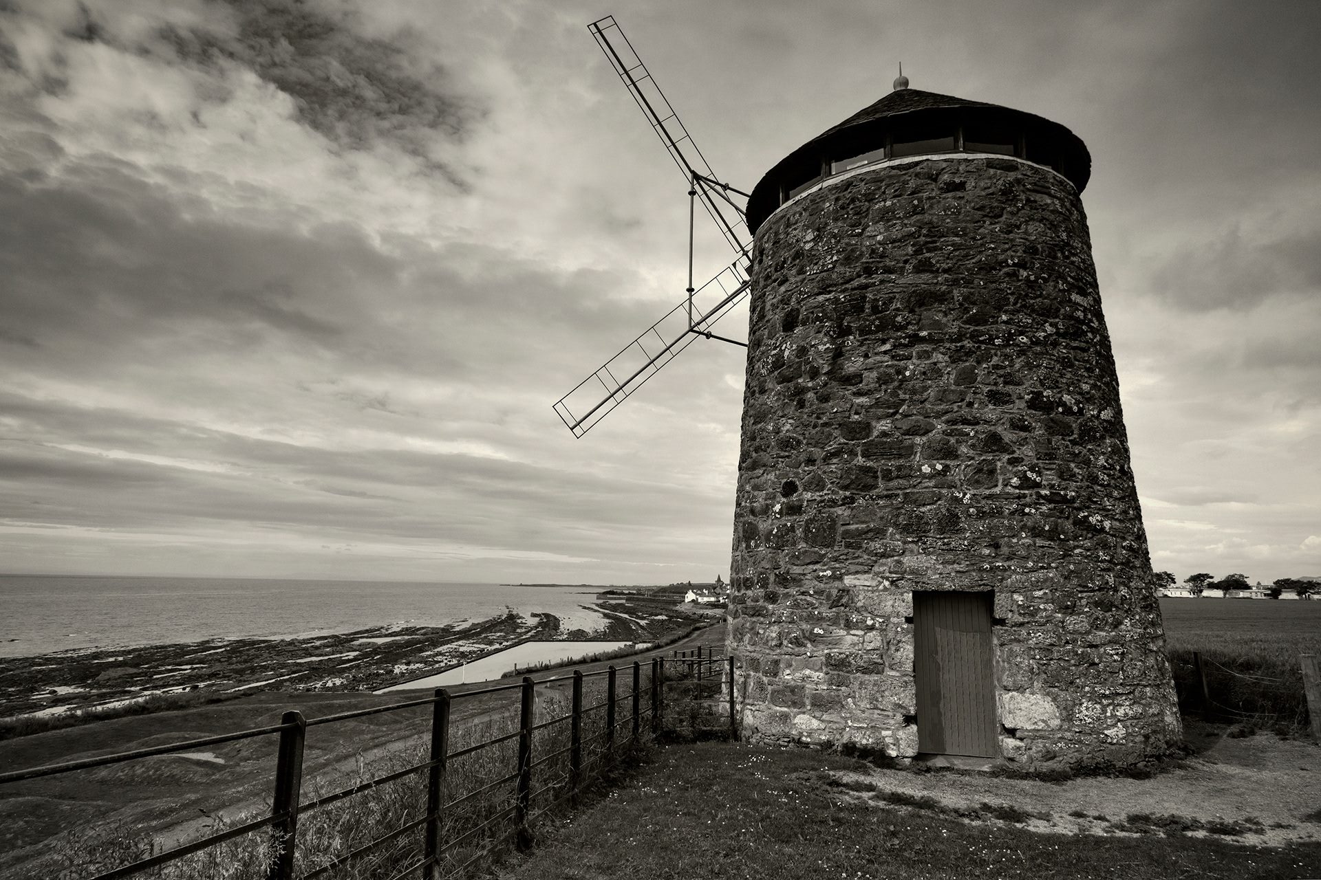 The Salt Windmill from the steep incline that it stands upon, taken by the East Neuk Salt Company.